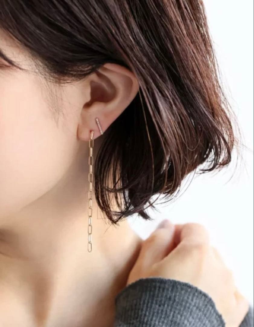 Lilas リラ ダイヤ10mmバーピアス K10