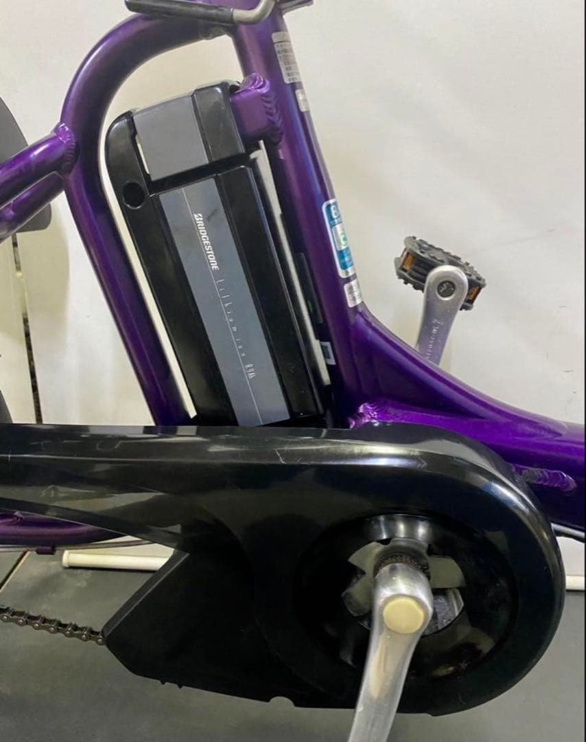 1年保証 送料無料　ブリヂストン　20インチ　子供乗せ　紫色　電動アシスト自転車