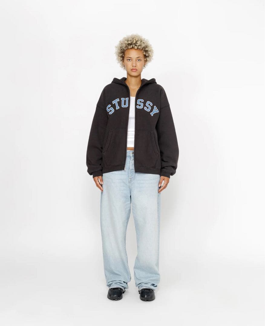 トップス Stussy 2024 AW FADED GRAPHIC ZIP HOODIE