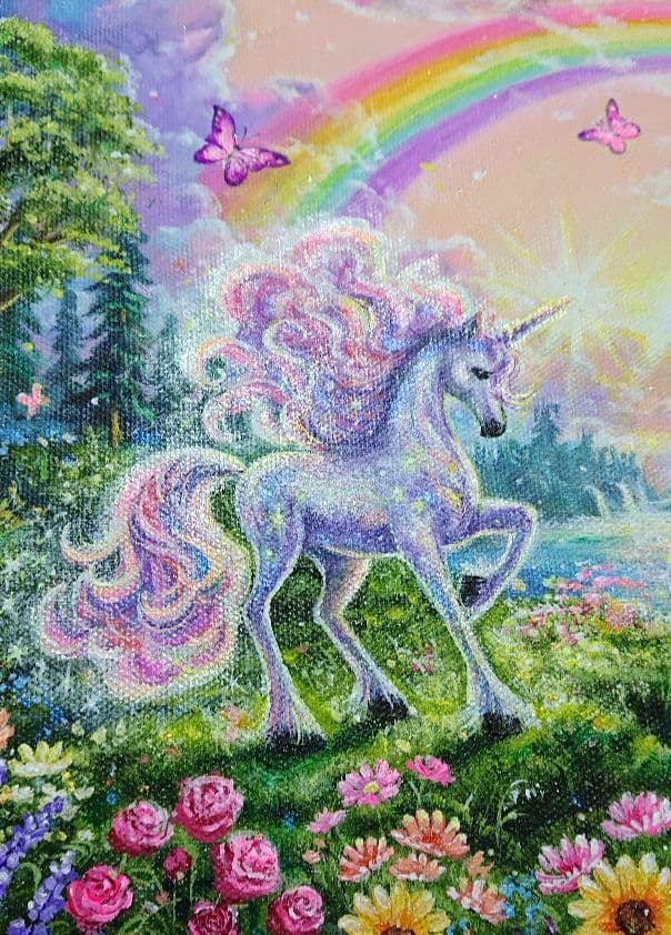 琥*ん様 【ユニコーン】アクリル画 F3 風景画 絵画