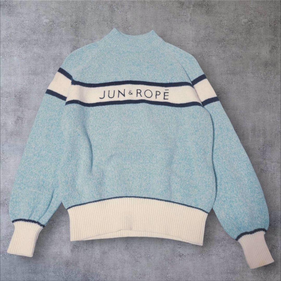 【極美品】JUN&ROPE フロントロゴパフスリーブ長袖プルオーバー 水色