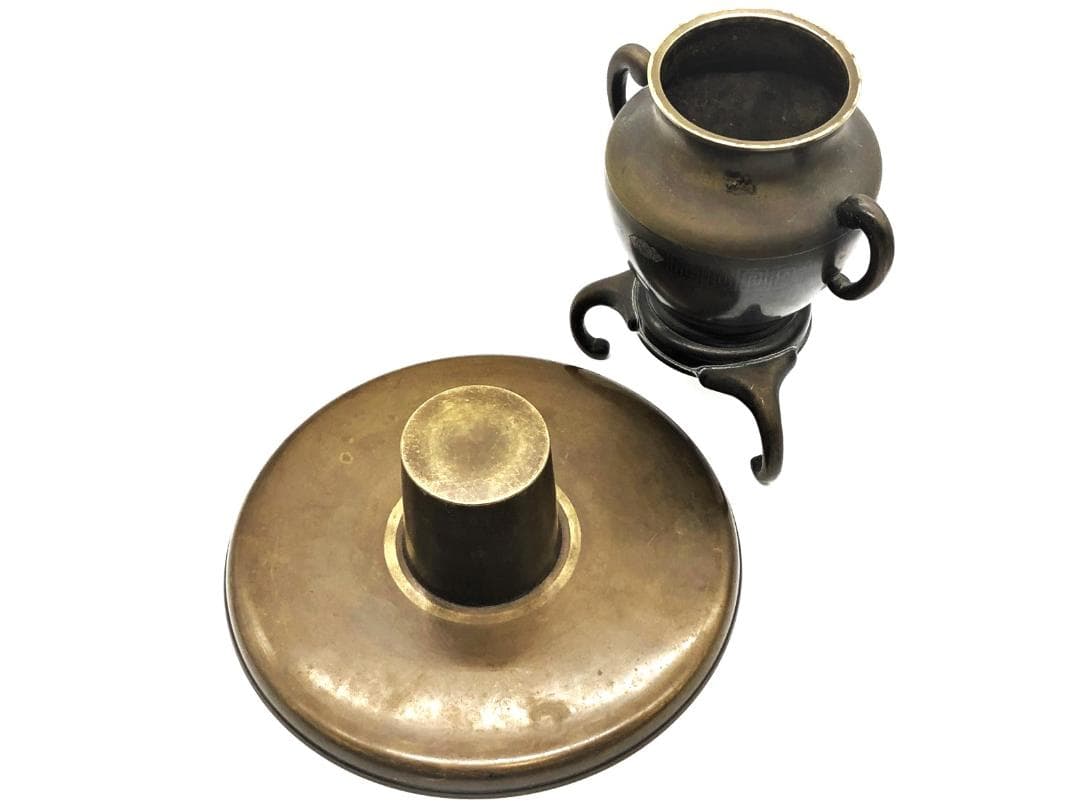 【 雷紋・和紋象嵌薄端 】　明治～昭和初期　手造彫金　鎌倉蔵出