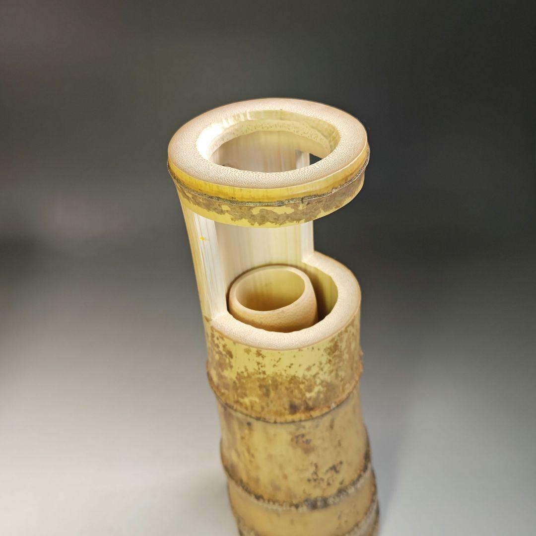 イ797 花入『大徳寺 福本積應 極箱』『銘 喫茶去』『竹器師