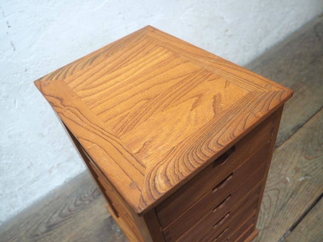 1246 ②ケヤキの小引き出し 収納棚 書類ケース 展示台 ラック インテリア