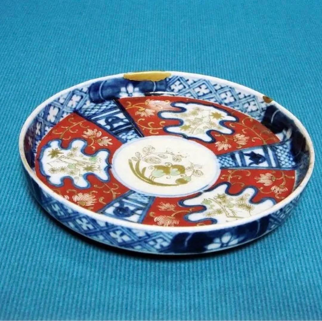 394『色絵金彩 花唐草 小皿』 /骨董品 古美術 古玩 アンティーク