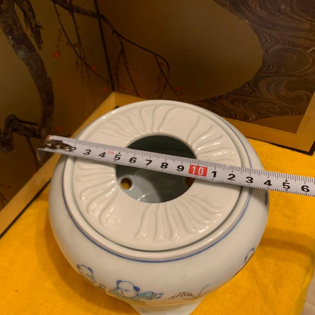 急須台  染附   唐子204