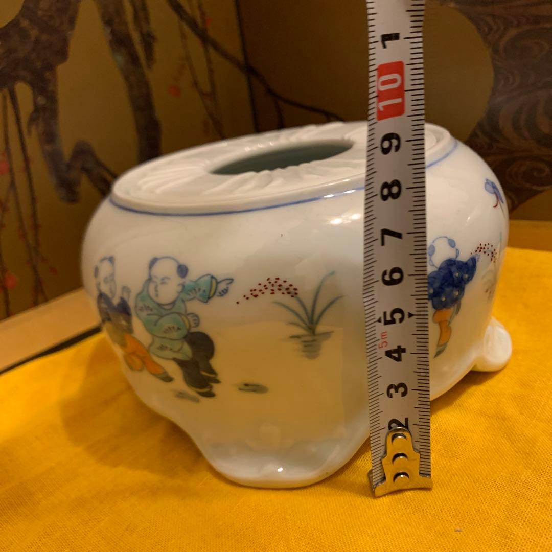 急須台  染附   唐子204