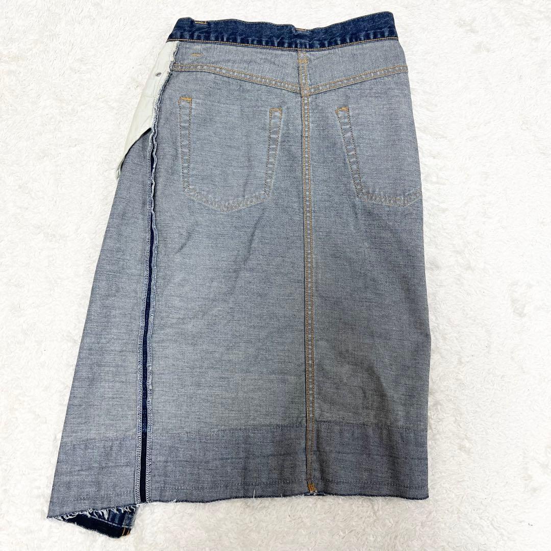 未使用タグ付 サカイ 2018年モデル ひざ丈スカート 0 デニム インディゴ