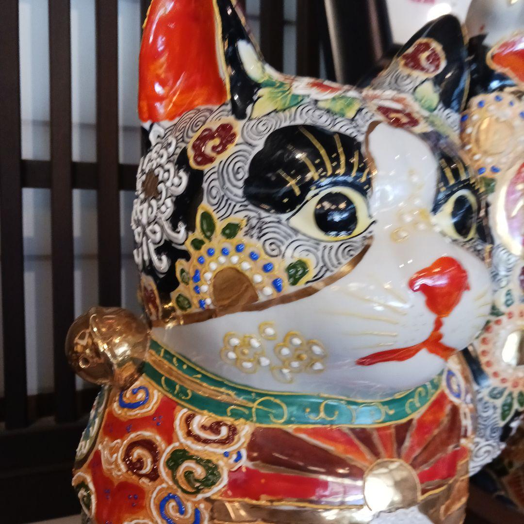 九谷焼盛絵招き猫　高さ４５cm