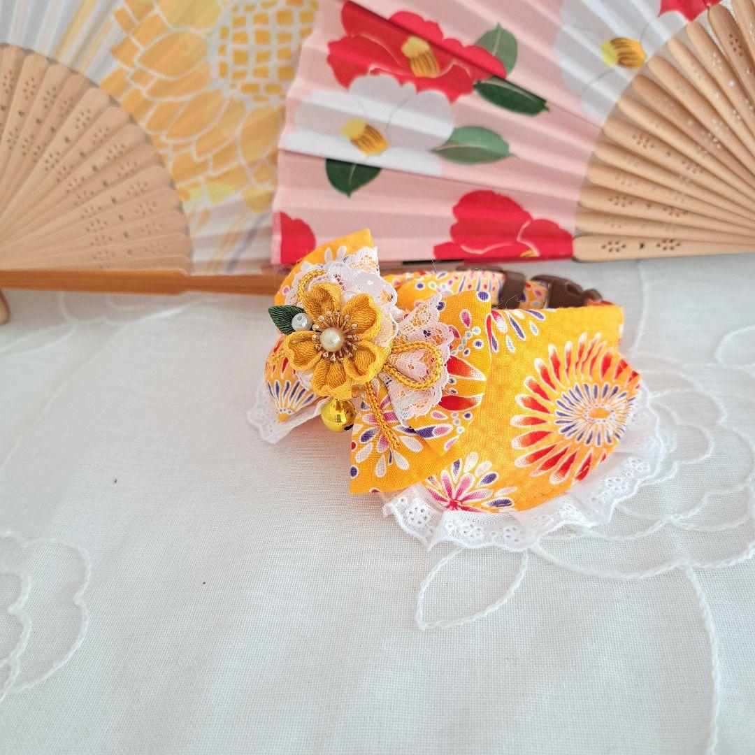 和風ロリータ(ピンク①)わんちゃん猫ちゃん用首輪