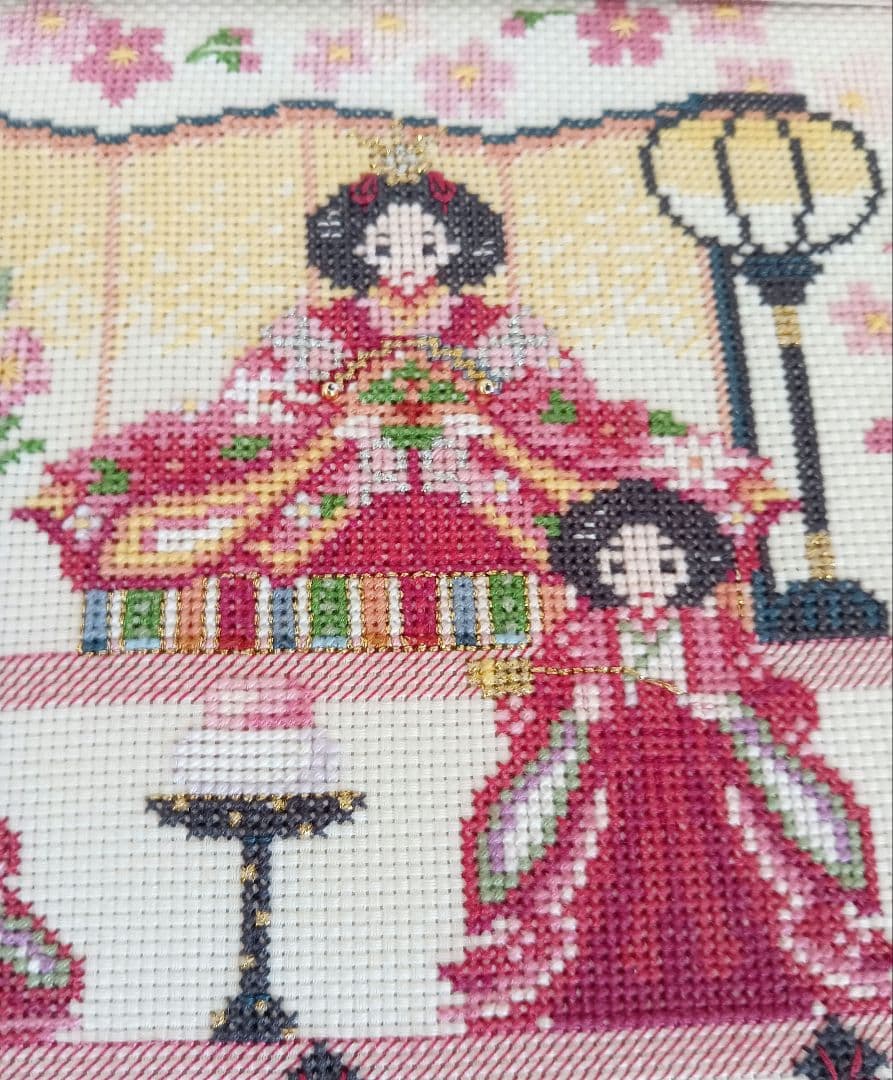 ぱんなちゃん　ホビーラホビーレクロスステッチ〈雛段飾り〉完成品