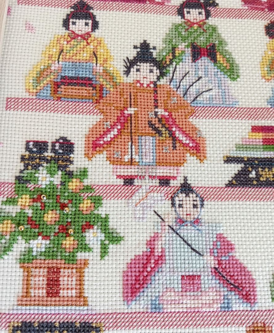 ぱんなちゃん　ホビーラホビーレクロスステッチ〈雛段飾り〉完成品