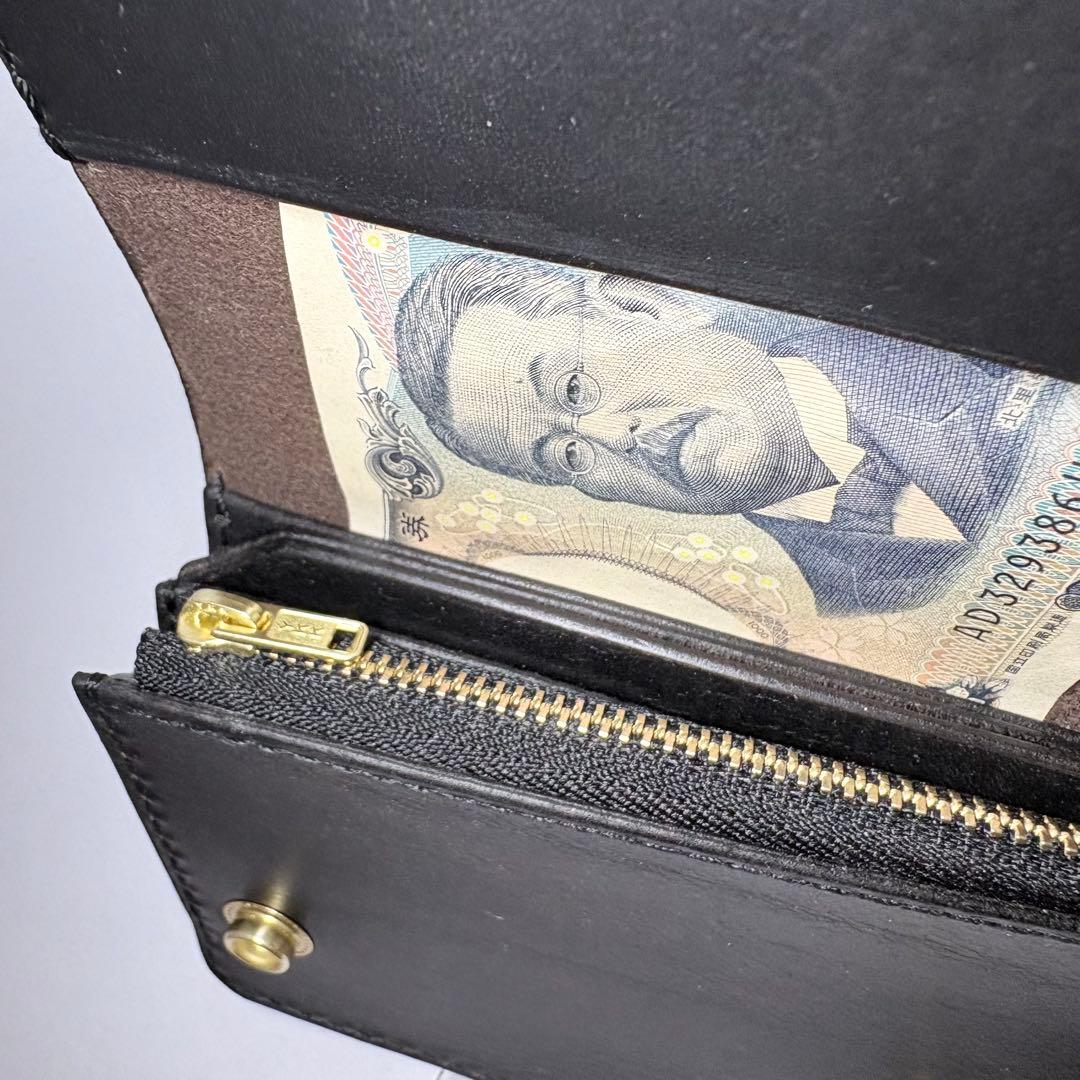 【本革】トラッカーウォレット　ショート　姫路レザー　ブラック　二つ折り財布