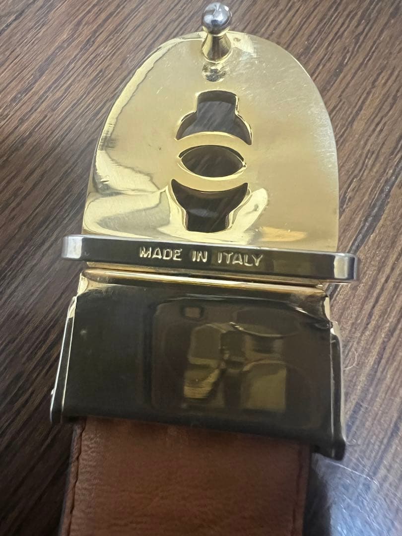 CHANEL 黒 レザー ベルト CCロゴ MADE IN ITALY