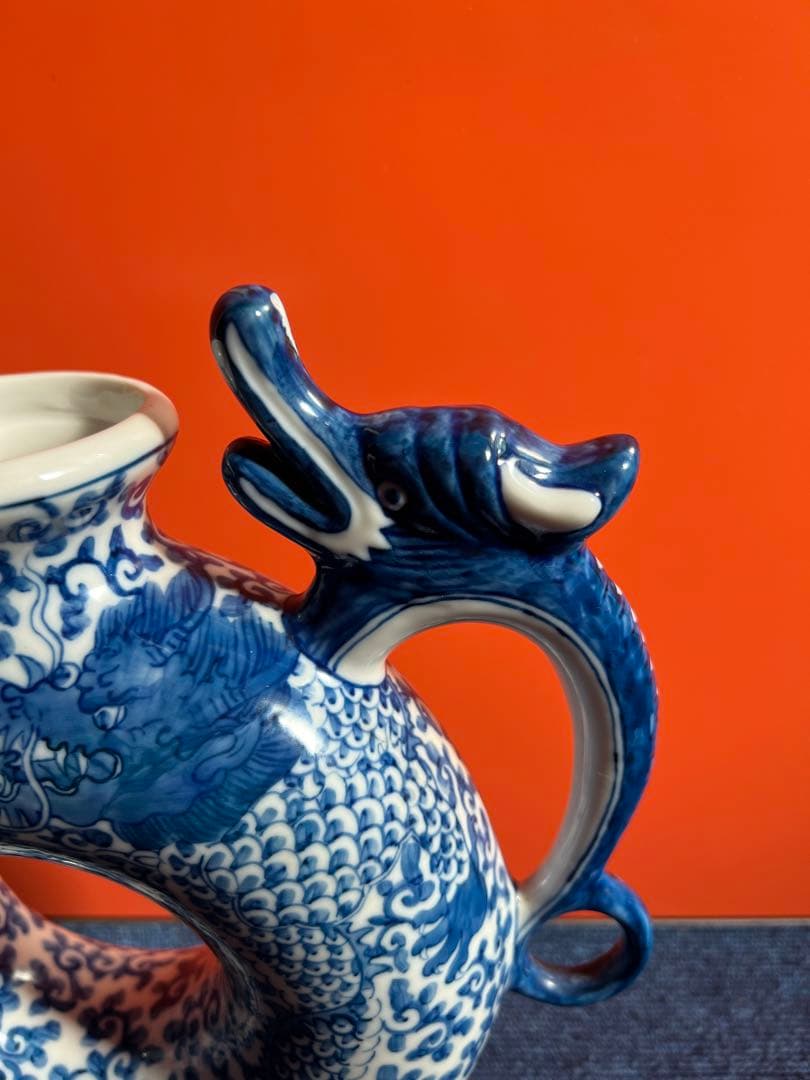 1089 水注　大清雍正年製款 龍鳳凰染付水差し 中国 古美術 時代物 骨董品