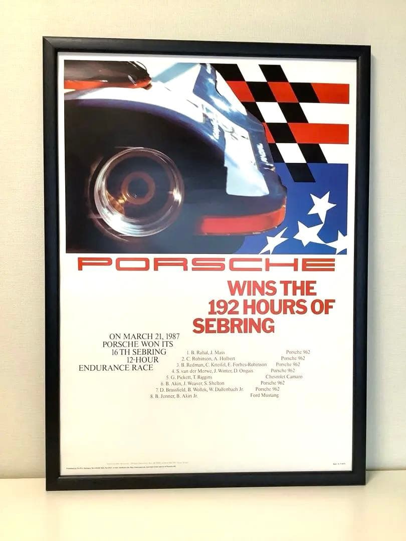 ポルシェ セブリング12時間耐久レース 勝利ポスター　額付き