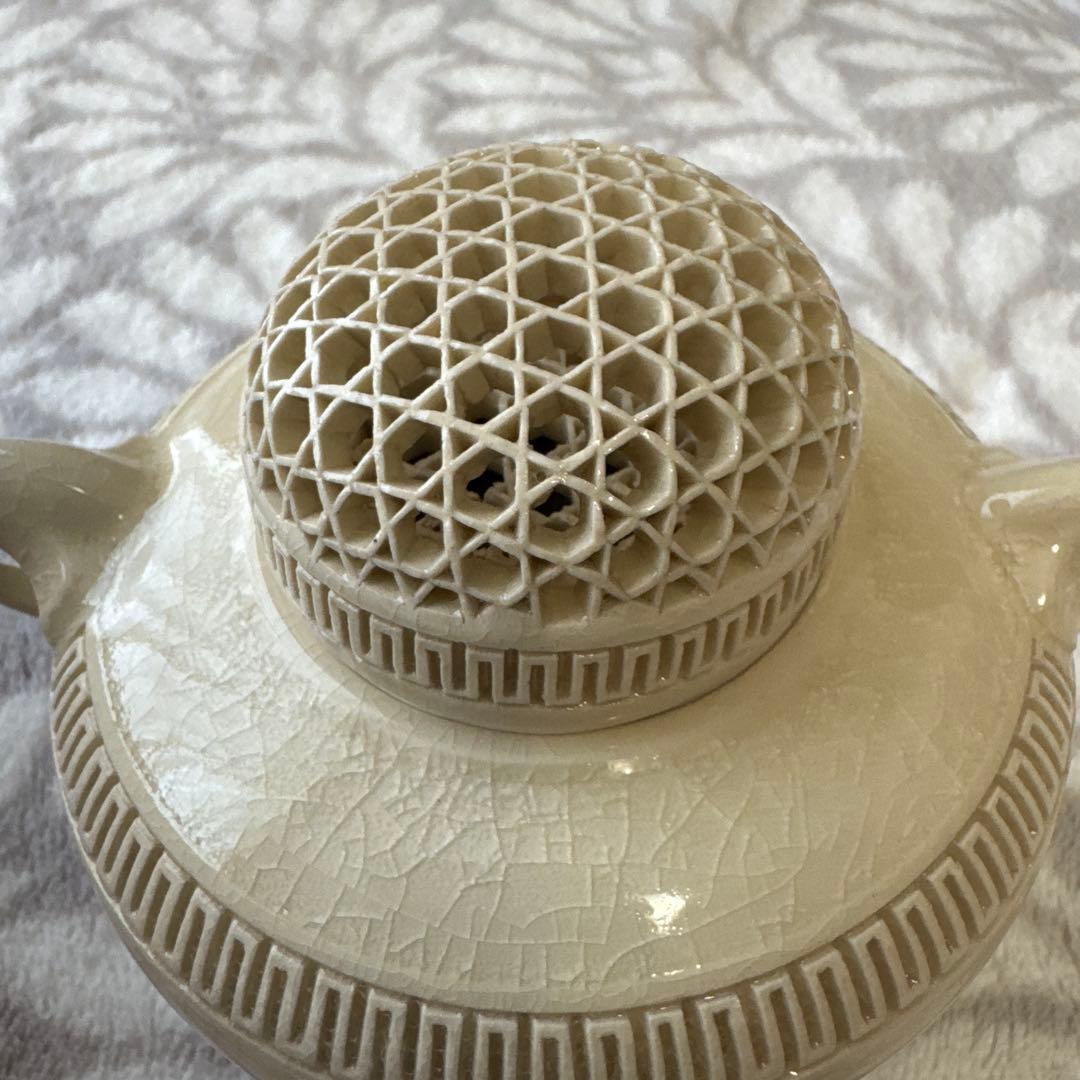 専用⭐︎ 仁楓 白薩摩 香櫨　陶芸　薩摩焼 香道具 貫入 錦襴 2重透かし