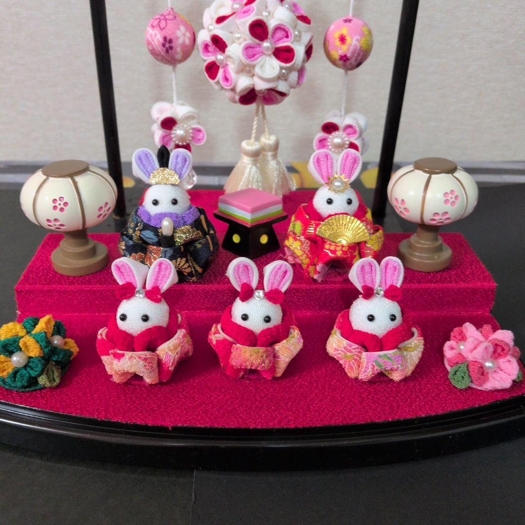 つまみ細工 吊るし飾りと雛飾りセット　 雛壇 　赤