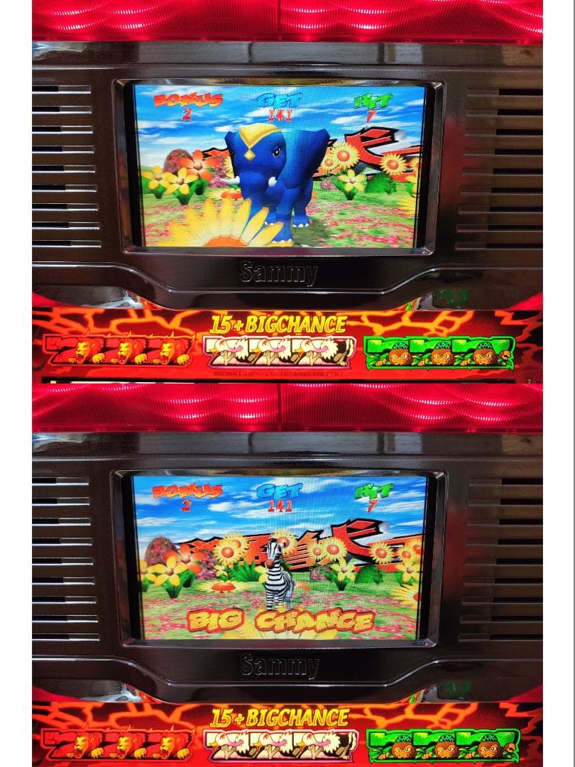 パチスロ実機】サミー☆猛獣王S【オートプレイ付コイン不要機付】4号機・