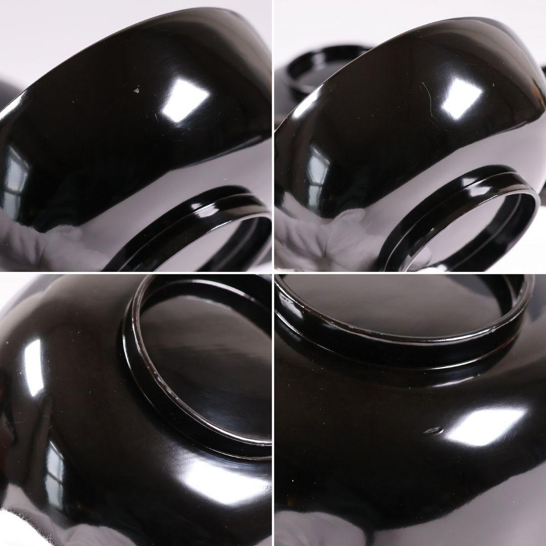 CM411】天然木漆塗 加賀蒔絵 蓮と野菜金蒔絵 黒煮物椀 二客 漆器 昭和