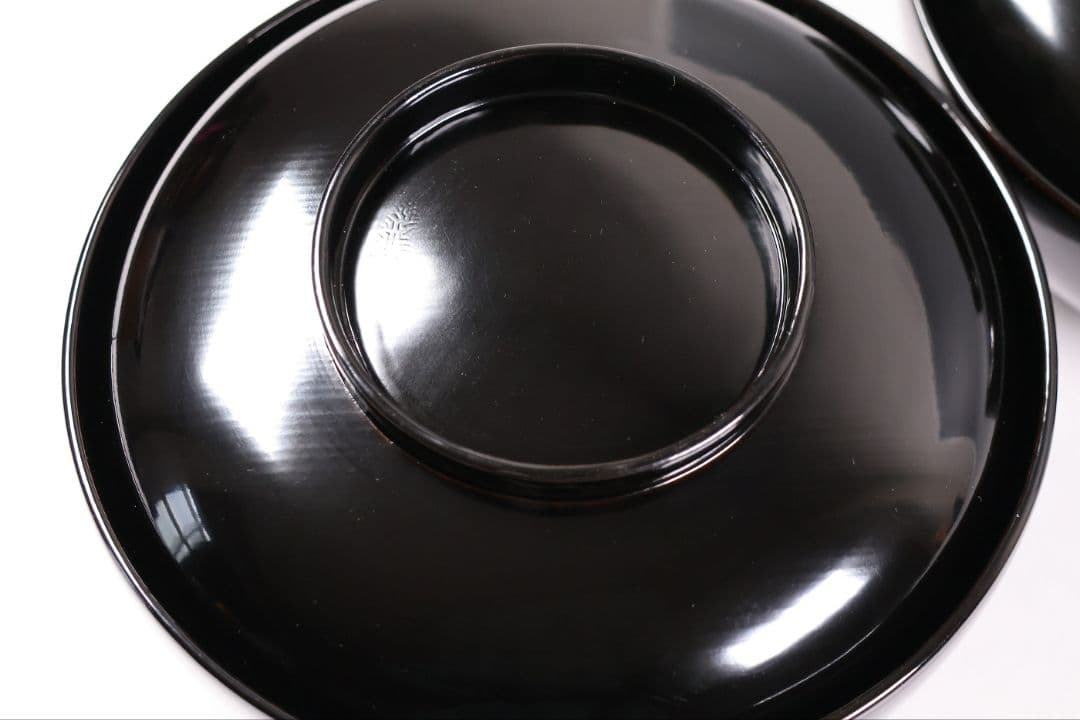 CM411】天然木漆塗 加賀蒔絵 蓮と野菜金蒔絵 黒煮物椀 二客 漆器 昭和