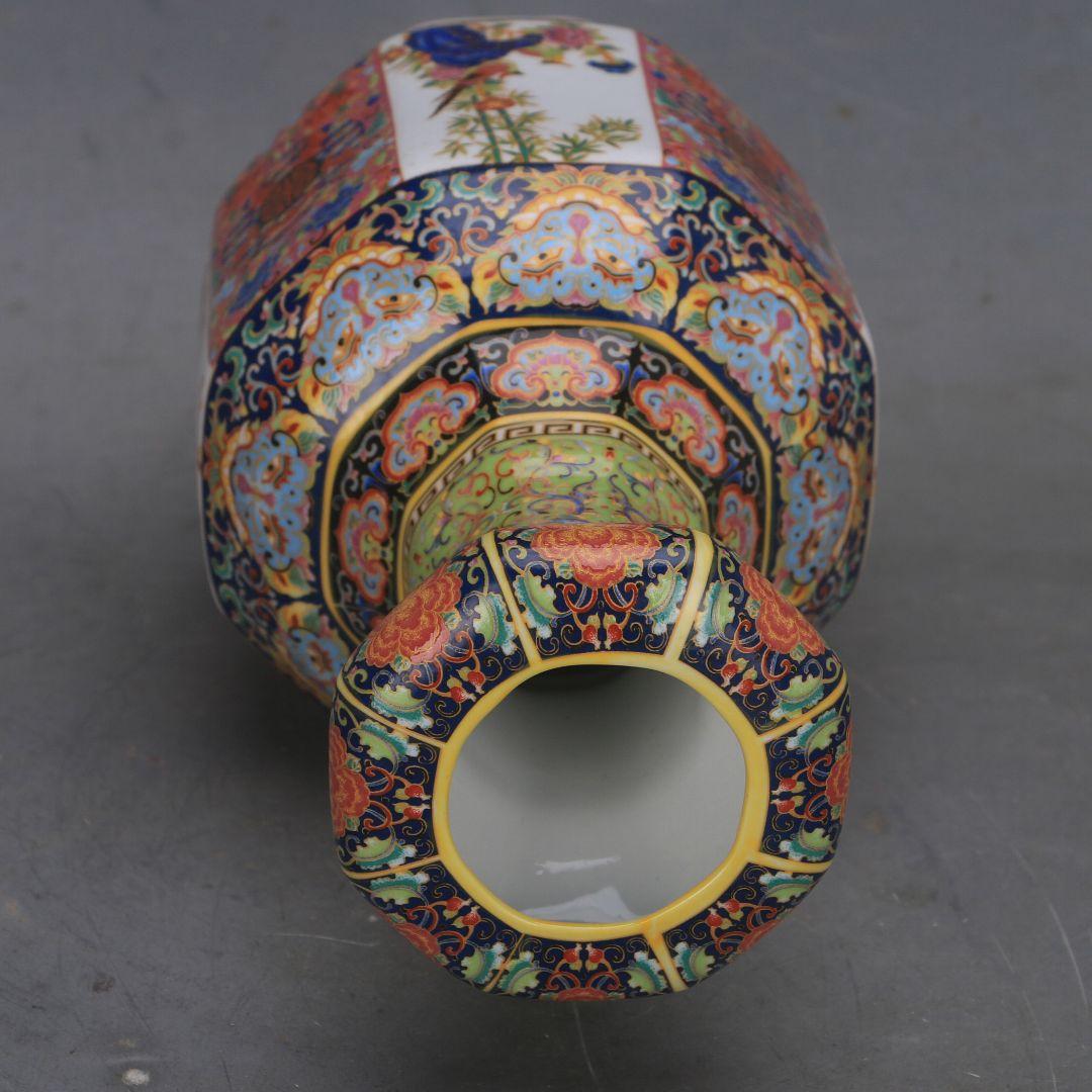 花鳥八方瓶は清雍正琺瑯彩窓窓瓶 景徳鎮 陶磁器 装飾品 現代工芸品 美術品 置物
