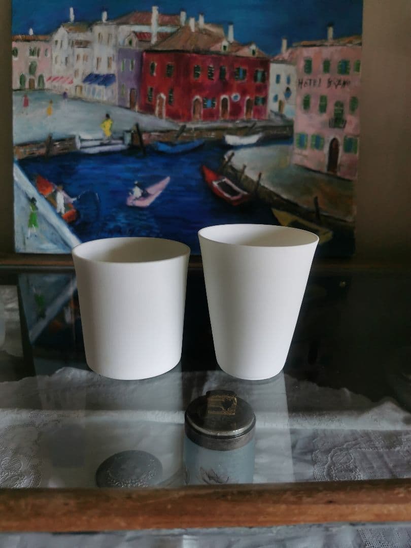 黒田泰蔵？ 白磁 端正な酒器 カップ オブジェ WASASABI購入 ２客セット