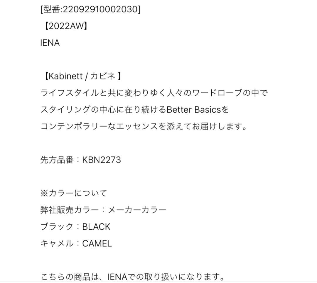 新品【IENA購入】Kabinettカビネ レディースバッグ