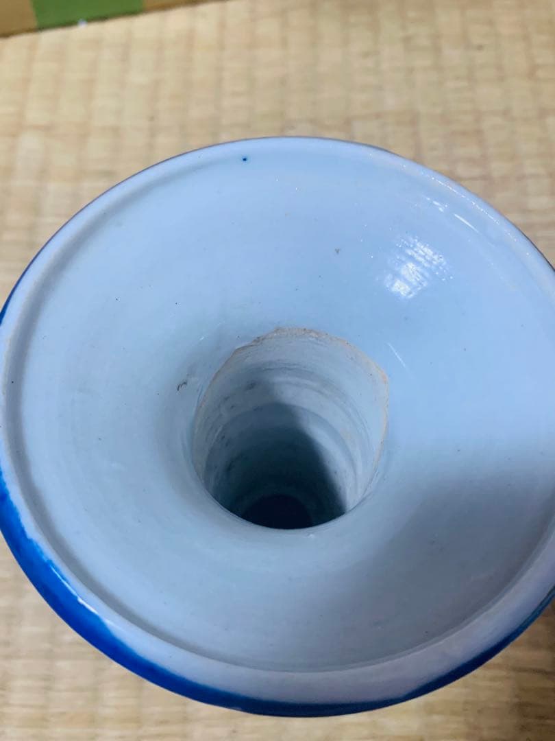 中国清時代獣耳藍釉花瓶