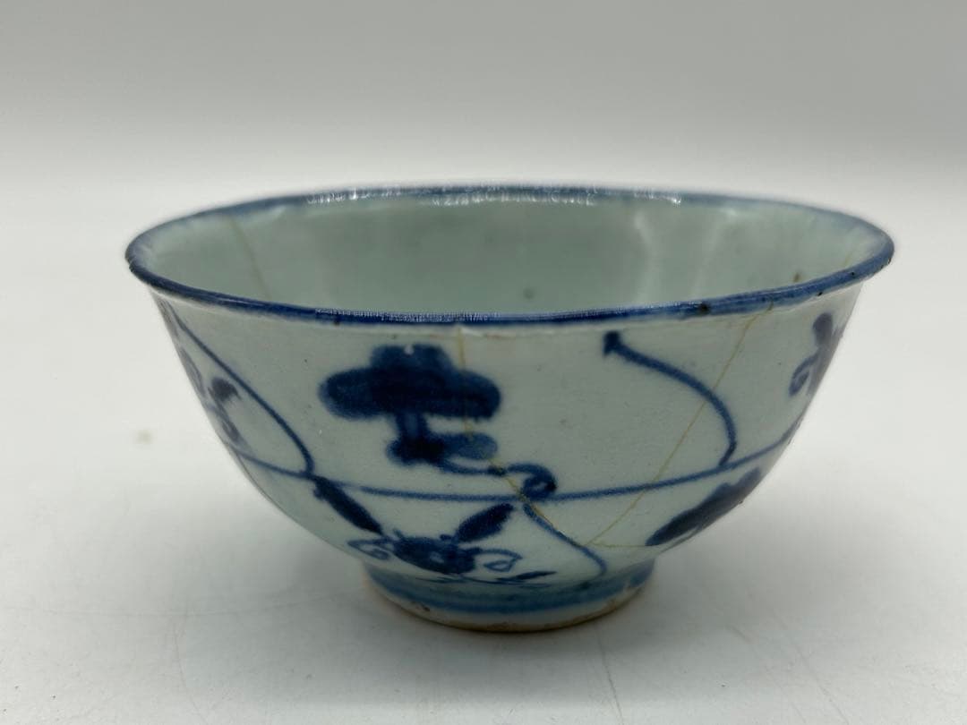 中国　清時代　染付湯呑み3点　茶器　訳あり　送料込み0515