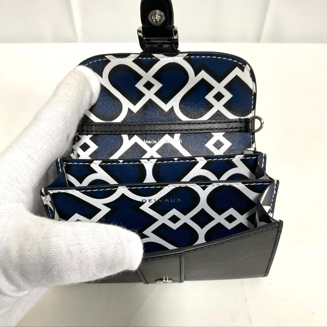 DELVAUX ブリヨン　チェーンカードホルダー、ケース　アップダウン柄