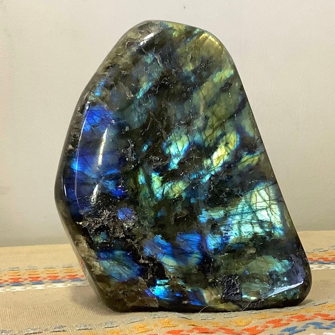 前世の記憶、魂の学び】特大サイズ！天然石 ラブラドライト 原石置き物