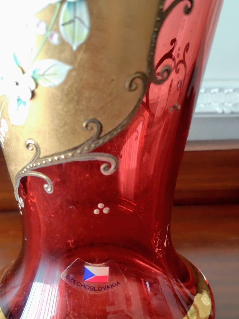 ♥チェコスロバキア製 ボヘミアガラス花瓶 H31．5cm - メルカリ