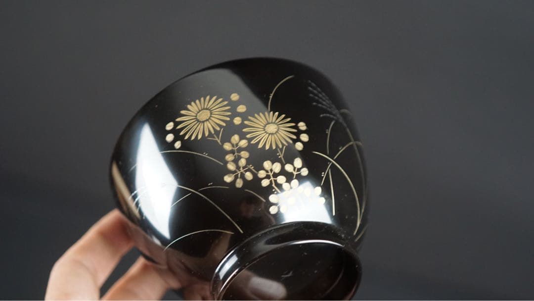 輪島塗 牧野一也 秋草沈金 吸物椀 10客 共箱 未使用 美品