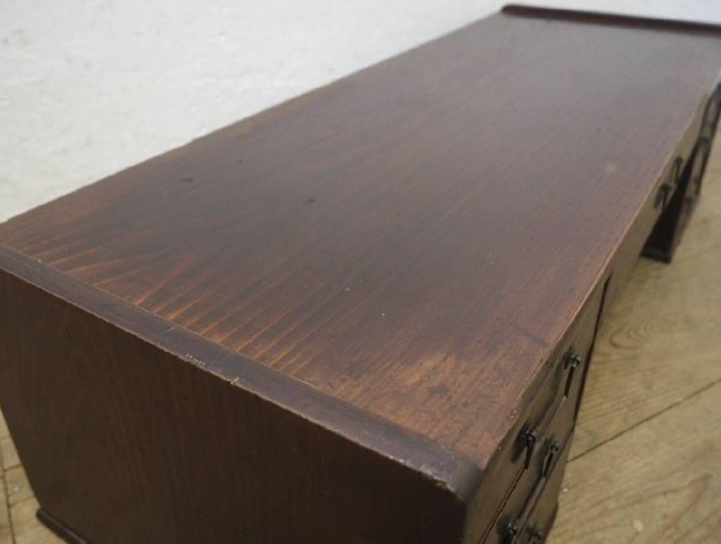 1048 アンティーク ロータイプの両袖机 ローテーブル 文机 引き出し