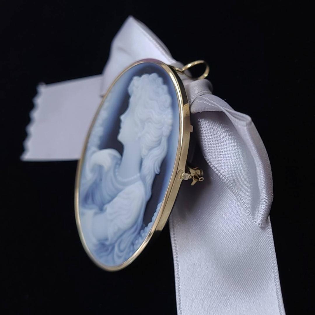 2WAY K18 YG カメオ ブローチ ペンダントトップ 鑑別書付