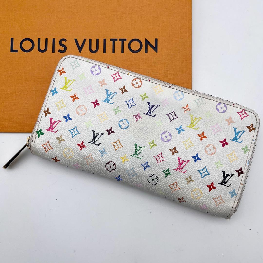 ルイヴィトン モノグラム マルチカラー ジッピーウォレット 長財布 白