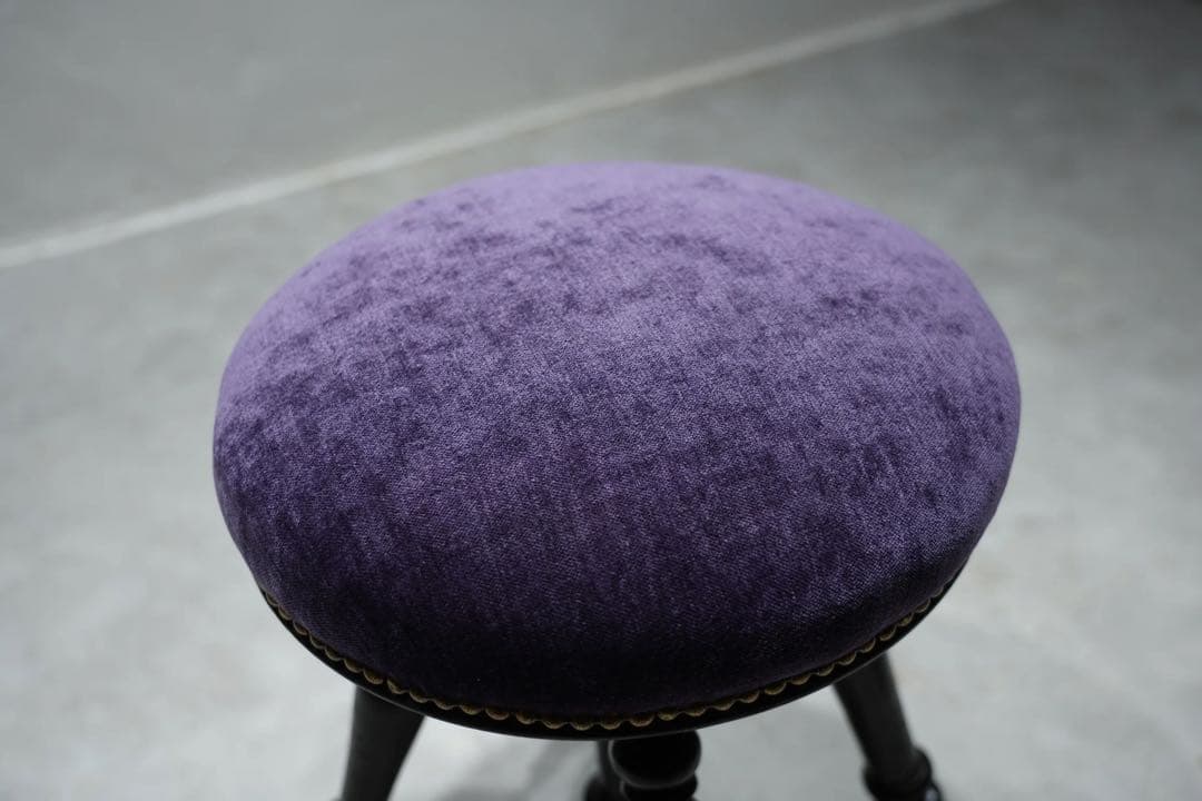 ナポレオンスツール　フランスアンティーク　赤 ベルベット　回転椅子 張替済