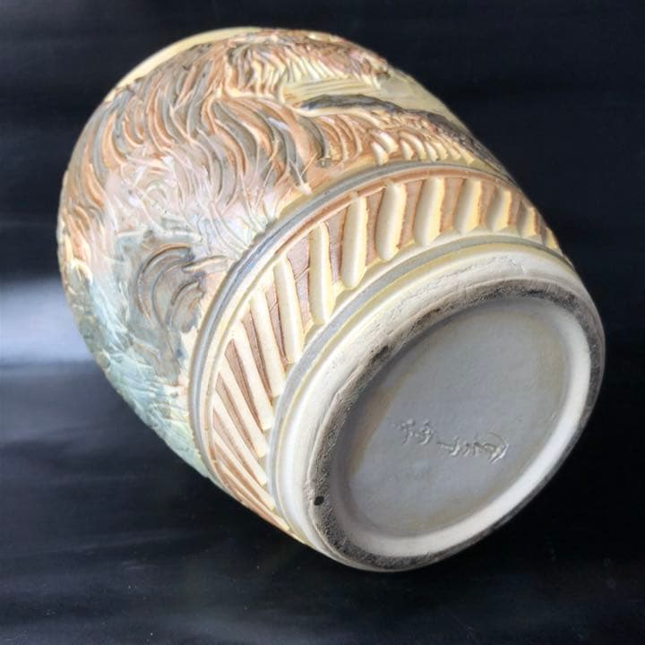 人間国宝級◆蔵から凄い迫力のある虎の壺が出てきた、壺、花瓶、花道具、茶道具