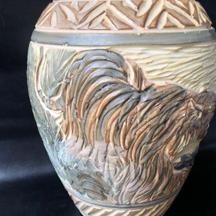 人間国宝級◆蔵から凄い迫力のある虎の壺が出てきた、壺、花瓶、花道具、茶道具