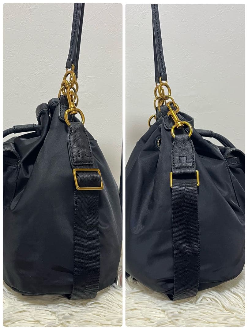 トリーバーチ 2way ショルダーバッグ エラ ブラック バケットバッグ 巾着