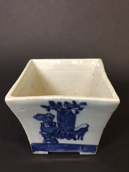 染付青花蘭鉢 清中期 中国古董品 年代物