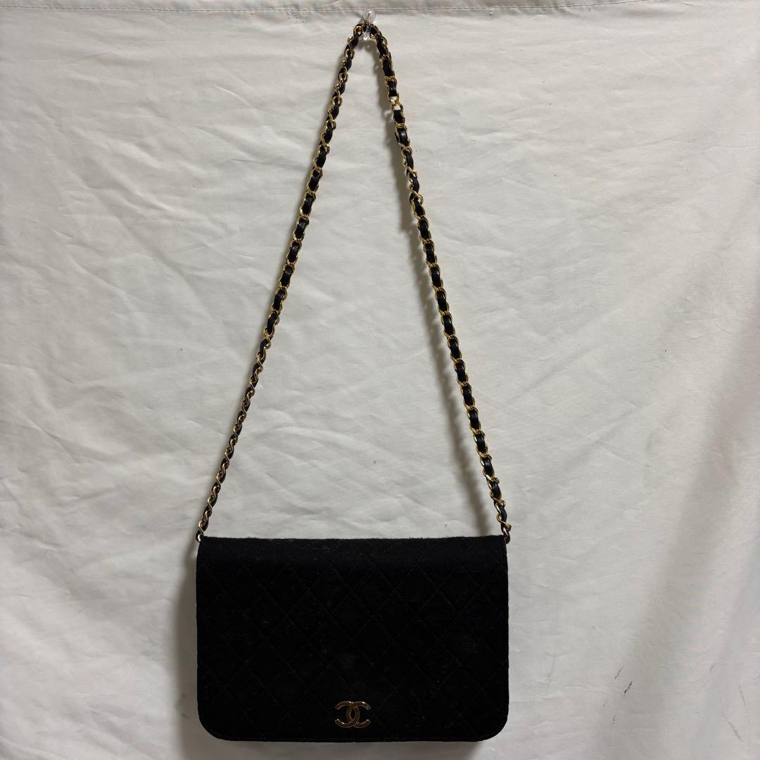 中古 シャネル マトラッセ ココマーク チェーンショルダー バッグ コットン