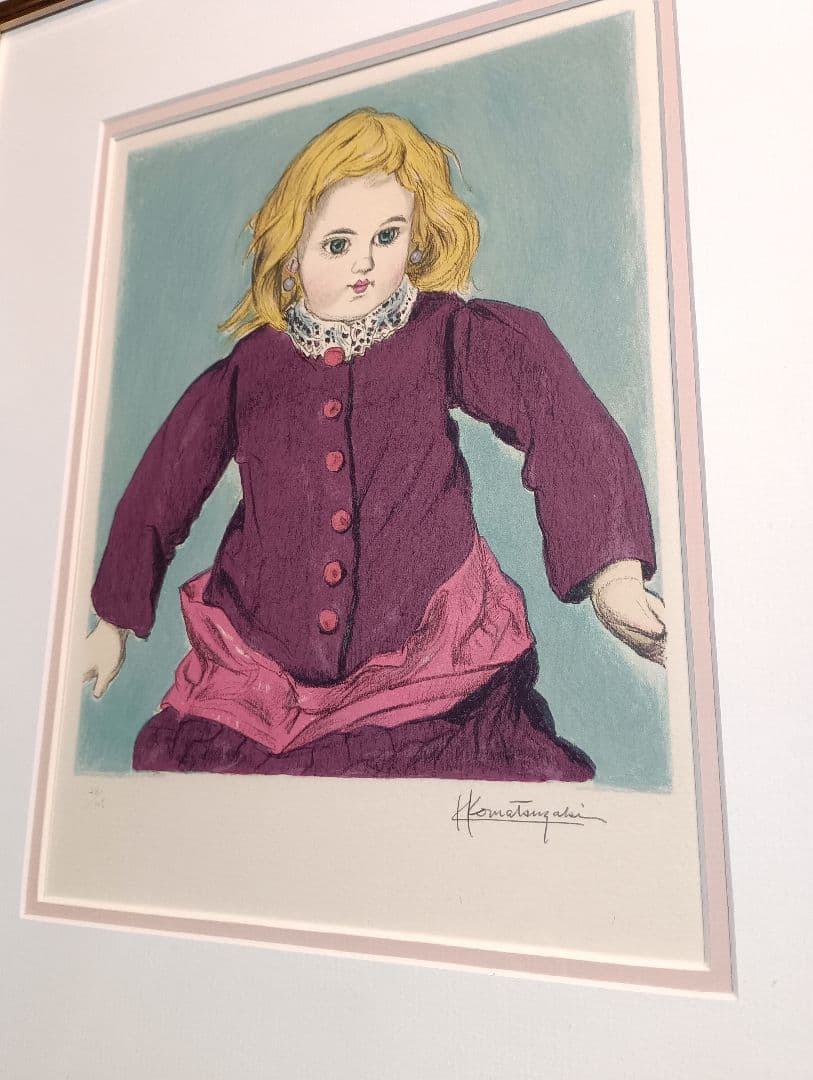 小松崎邦雄 リトグラフ ドール パール ピンク ミルキー 金髪 少女 直筆