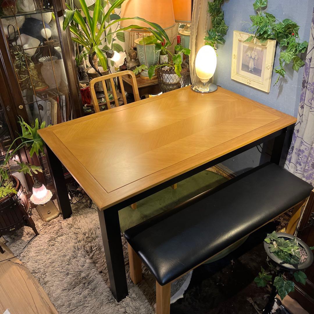 リュウ Sale ヴィンテージ ヘリンボーンデザインダイニングテーブル北欧