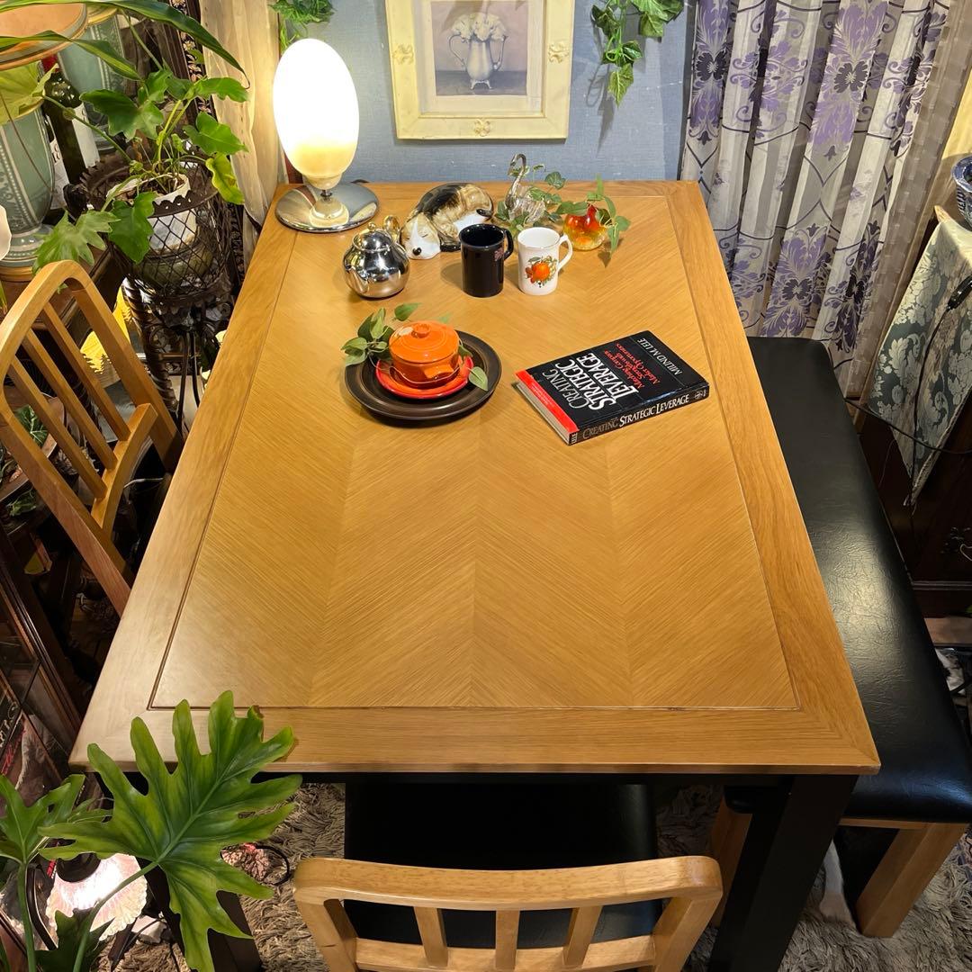 リュウ Sale ヴィンテージ ヘリンボーンデザインダイニングテーブル北欧