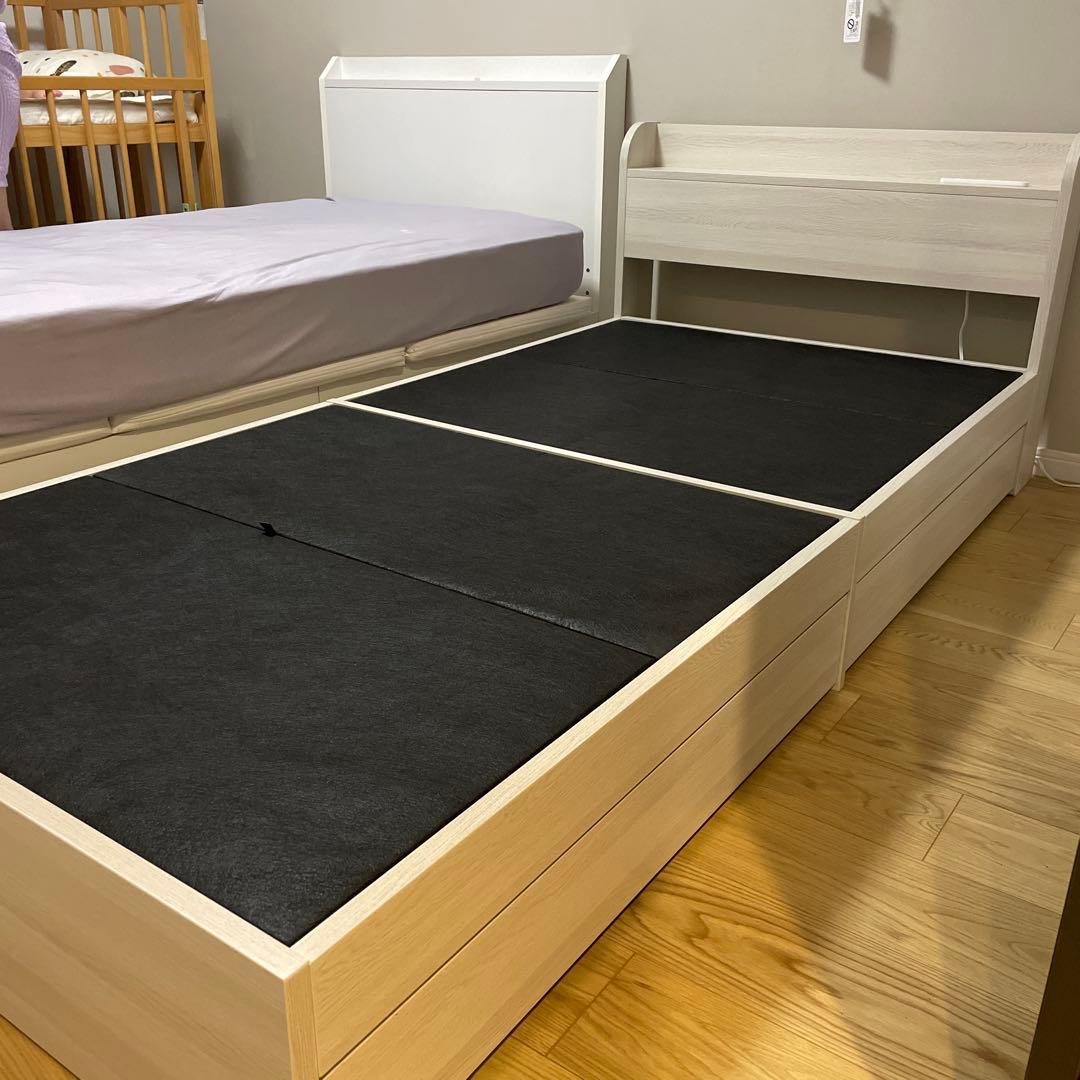 【つかさ】【引渡し限定】シングルベッドフレーム　収納付き　コンセント