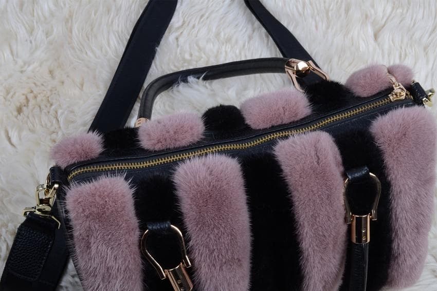 新品◆限定 高級本革&ミンク毛皮使用！2wayショルダーバッグ /毛皮ファー