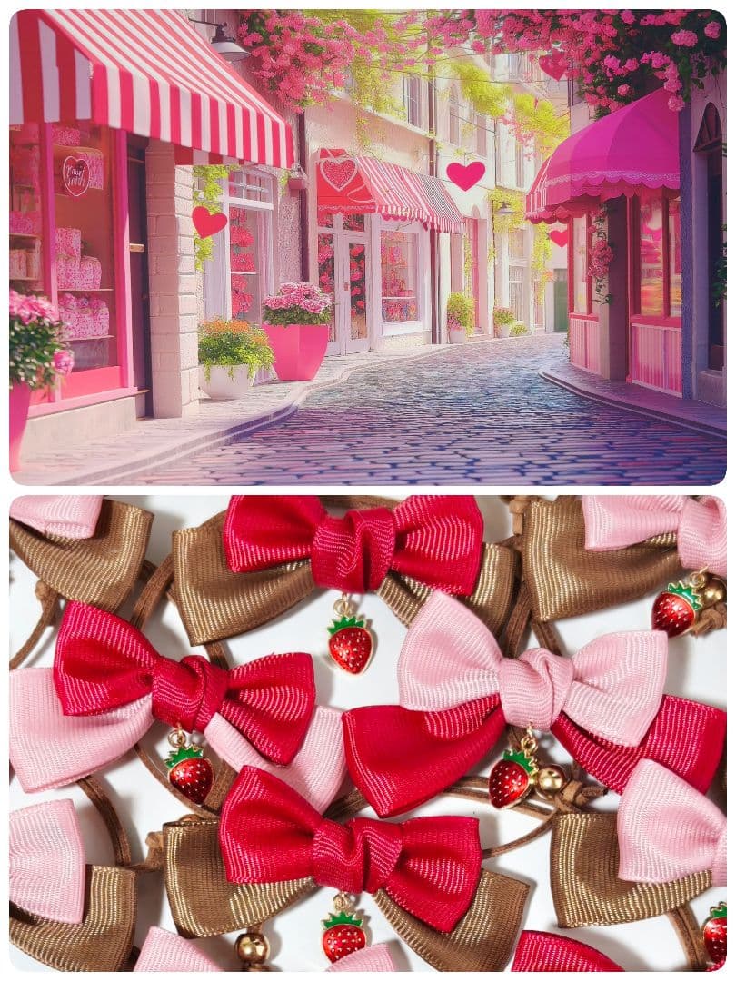 業務用トリミングチョーカー リボン バレンタイン 苺 イチゴチョコ 2月