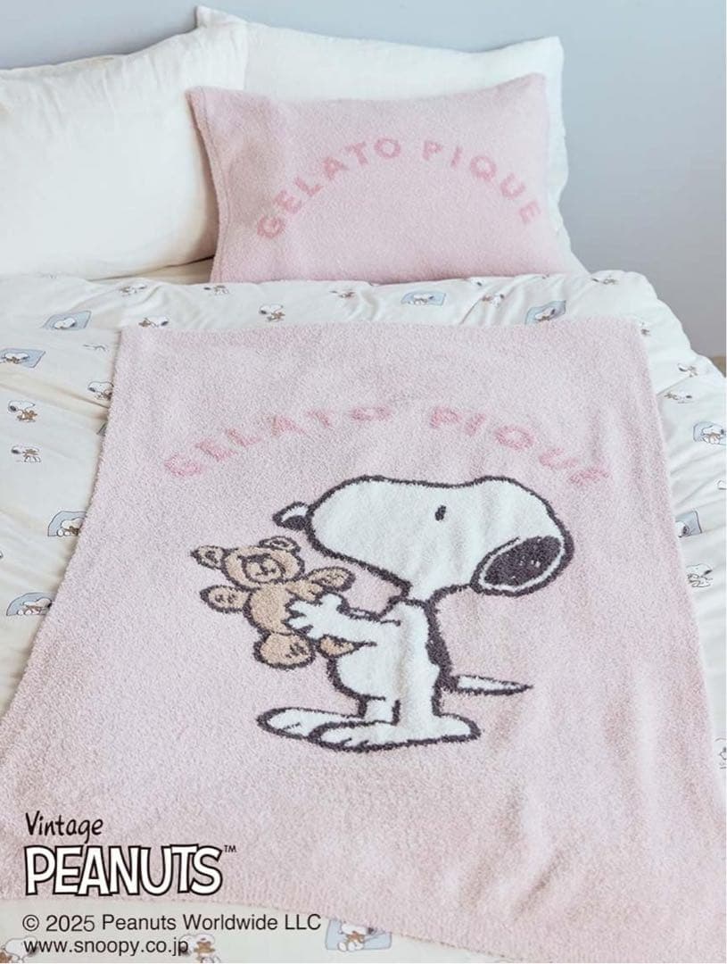 ジェラートピケ 【PEANUTS】SNOOPY×BEARブランケット　ピンク